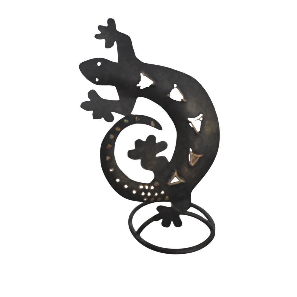 Metal Gecko Candle Holder Southwest Style Accent Decor